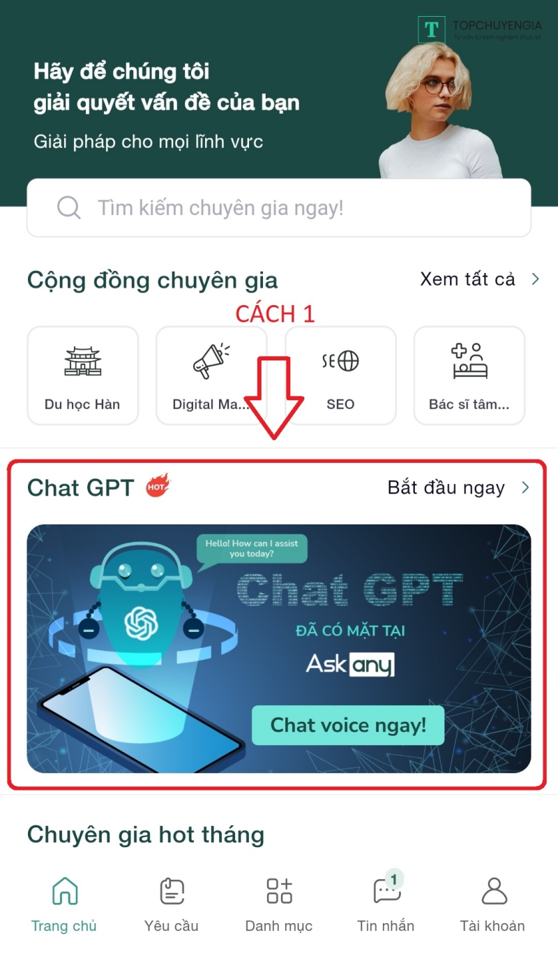app chat gpt tại ứng dụng askany