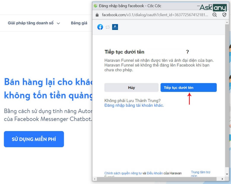 Kết nối với Facebook