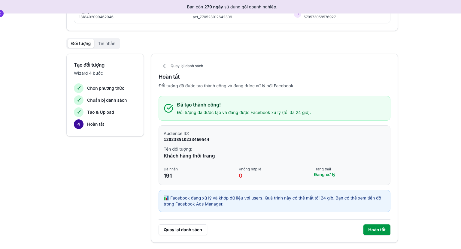 Facebook Marketing Messages