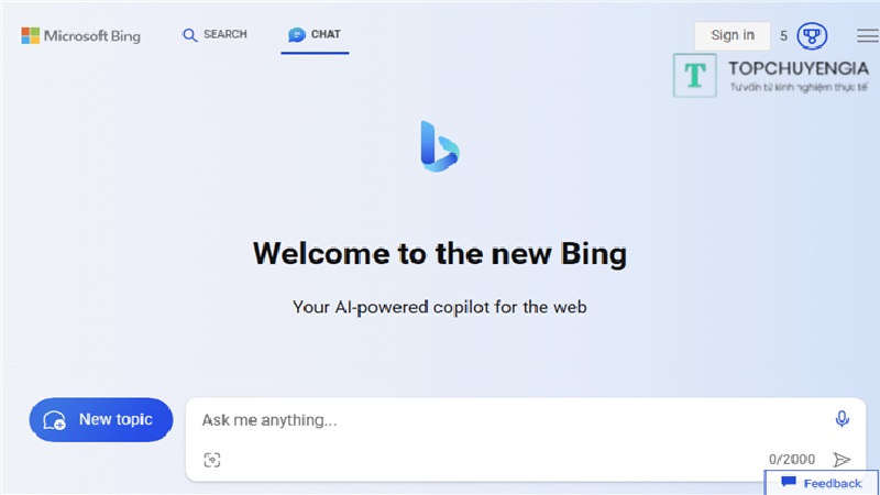 Hướng dẫn sử dụng Bing AI chatbot