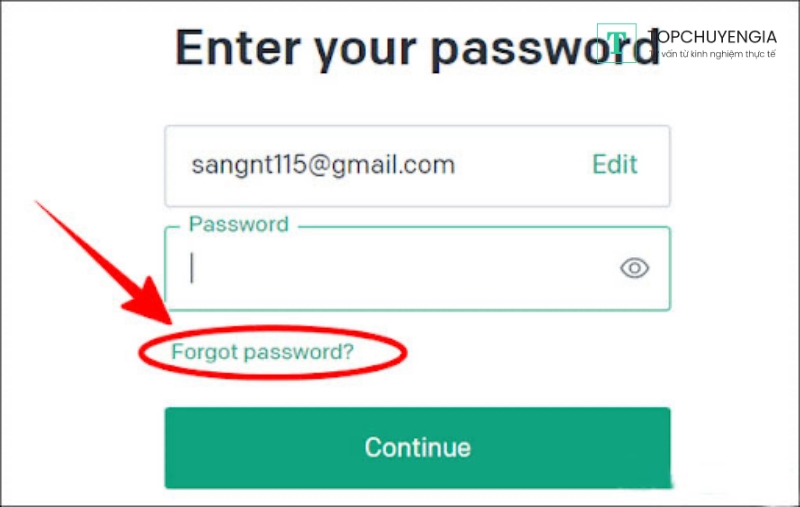 Chọn Forgot Password
