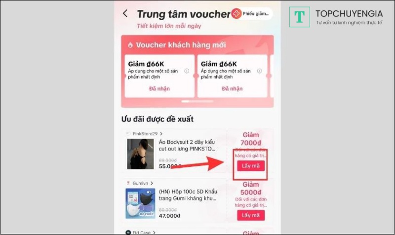 Lấy mã giảm giá TikTok tại trung tâm voucher