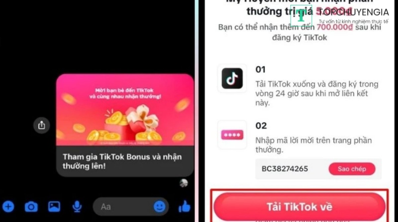 nhập mã mời TikTok trên điện thoại