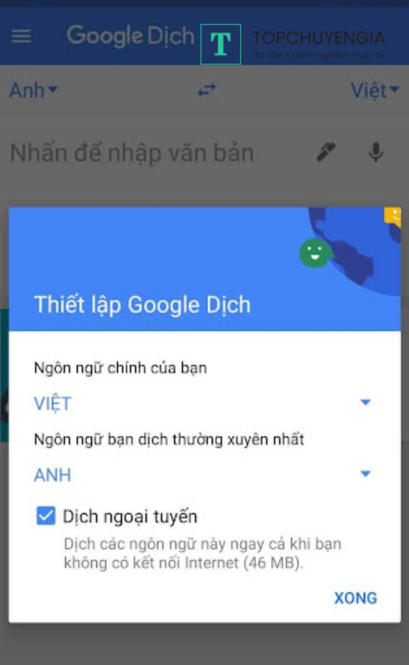 Thiết lập Google Dịch