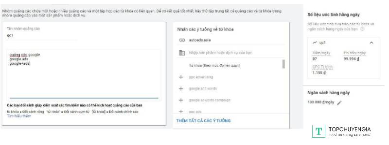 tạo chiến dịch quảng cáo google adwords