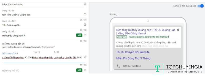 tạo mẫu quảng cáo google