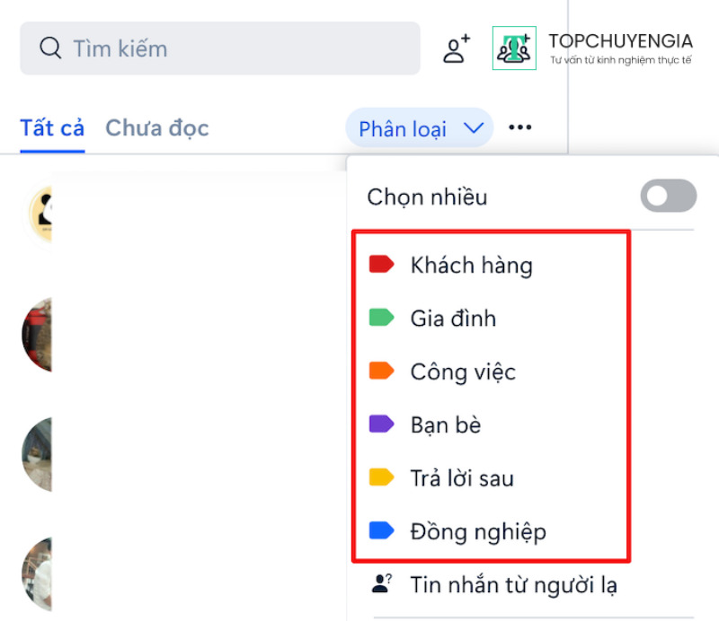 Cách gửi tin nhắn hàng loạt trên Zalo qua nhóm phân loại