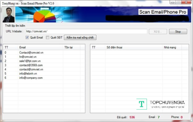 Phần mềm thu thập email iScan Pro