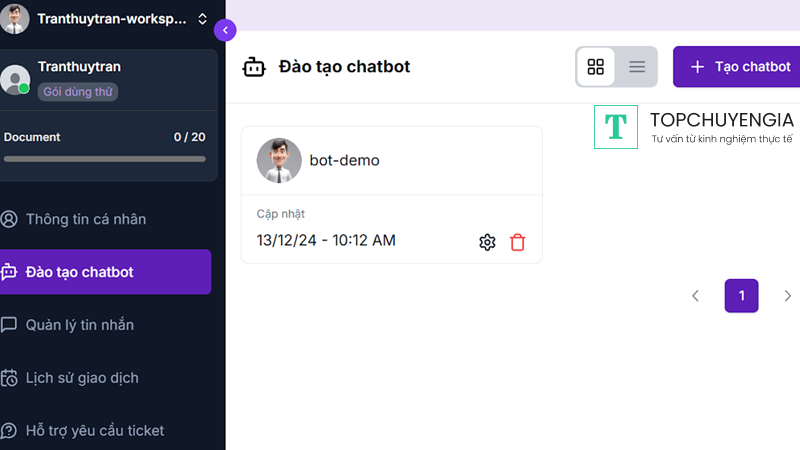 Tạo chatbot mới