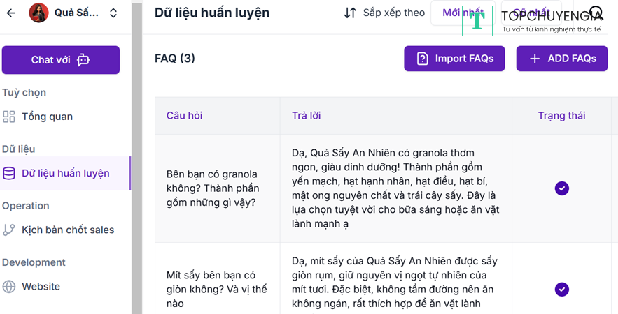 Thêm Kịch bản chatbot Zalo