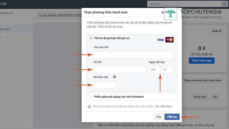 cách thanh toán quảng cáo fb