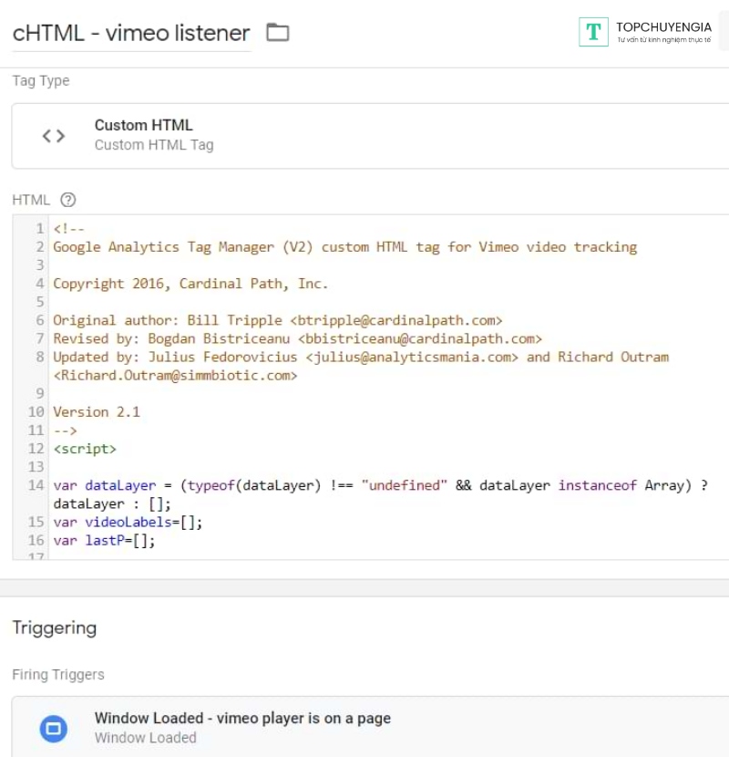 Track Vimeo Player với Google Tag Manager và ga4