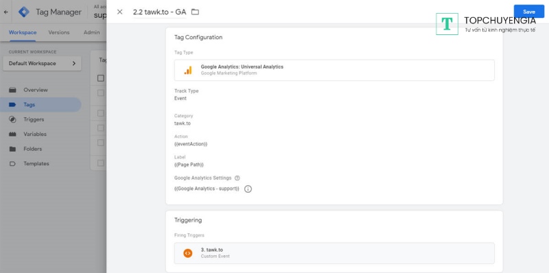 tracking sự kiện chat tawk.to bằng Google Tag Manager