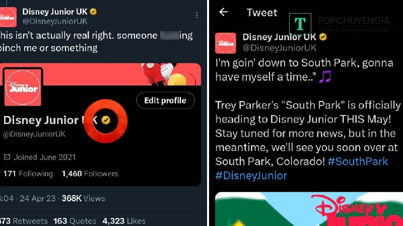 Twitter cấp dấu tích vàng cho tài khoản Disney fake