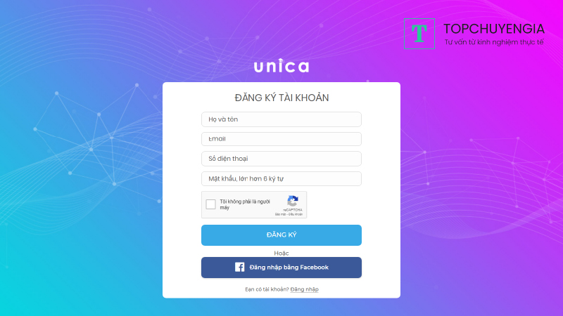 Đăng ký tài khoản Unica Affiliate